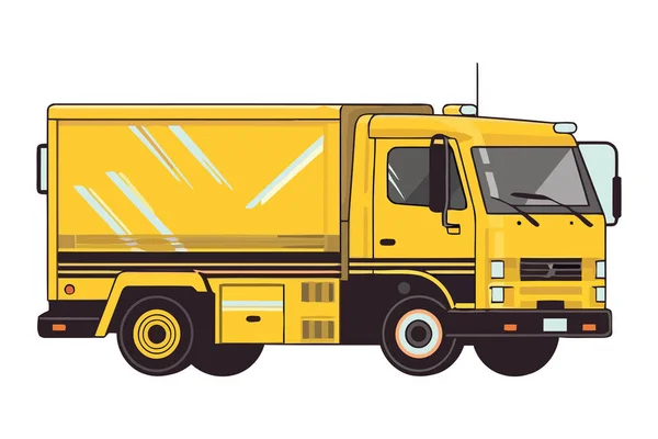 Κίτρινο Φορτηγό Μεταφοράς Φορτίου Εμπορευματοκιβωτίων Πάνω Από Λευκό — Διανυσματικό Αρχείο