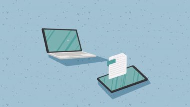 Belgeli dizüstü bilgisayar aygıtı 4k animasyon video canlandırması