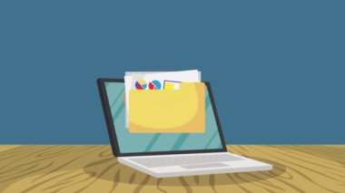 Belgeli dizüstü bilgisayar aygıtı 4k animasyon video canlandırması