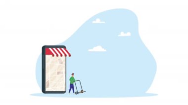 akıllı telefon animasyonu 4k video animasyonlu kamyon teslimat servisi