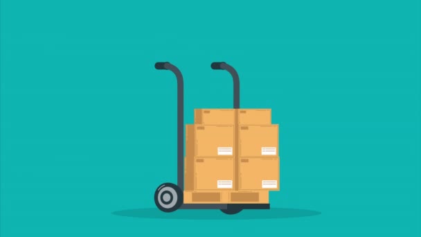 Delivery Boxes Cart Animation Video Animated — Stock Video