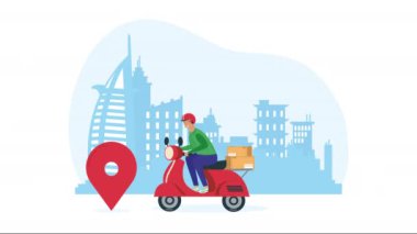 Motosiklet animasyonunda dağıtım hizmeti 4k video animasyonu