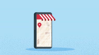 GPS uygulamalı akıllı telefon aygıtı. Canlandırma 4k video animasyonu.