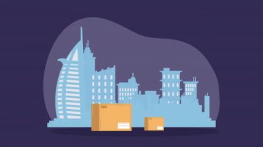 Şehir animasyonundaki posta kutuları 4k video animasyonu