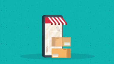 akıllı telefon teslimat kutuları animasyon 4k video animasyonu