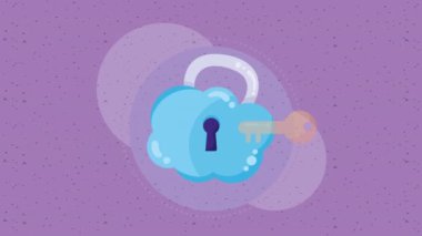 Bulut bilgisayarı asma kilit siber güvenlik animasyonu 4k video canlandırması