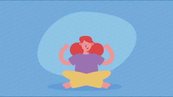 Mulher Praticando Ioga Personagem Animação Vídeo Animado — Vídeo de Stock