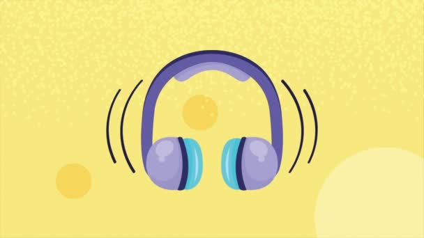 Headphones Audio Device Tech Animation Video Animated — Stock Video