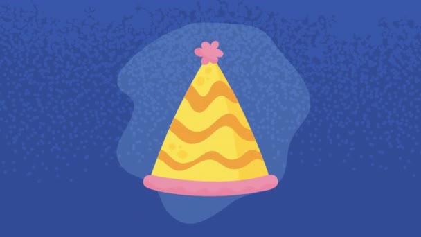 黄色派对帽配件动画4K视频动画 — 图库视频影像