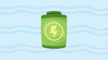 Çevre dostu batarya yeşil animasyon 4k video animasyonu