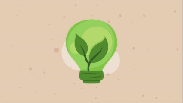 Miljövänlig Glödlampa Grön Animation Video Animerad — Stockvideo