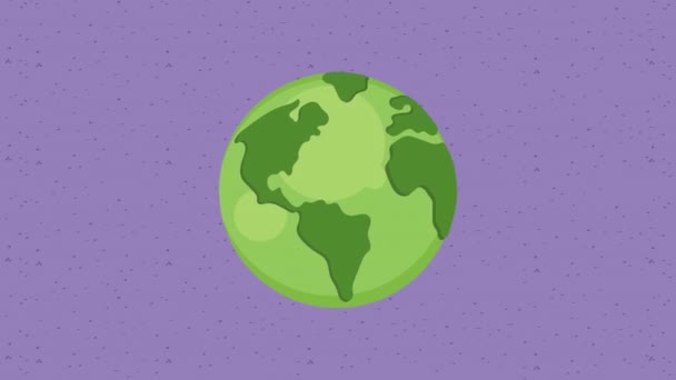Eco Groene Wereld Planeet Animatie Video Geanimeerd — Stockvideo