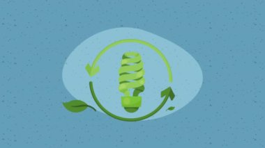 Çevre dostu ampul yeşil animasyon 4k video animasyonu