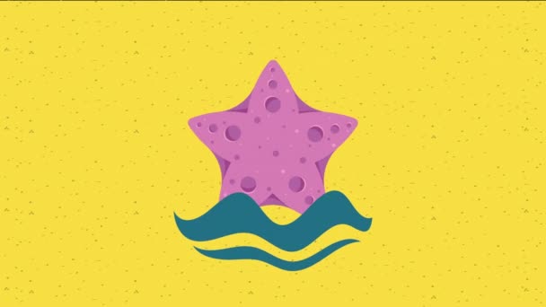 Estrela Mar Roxo Sealife Animação Animal Vídeo Animado — Vídeo de Stock