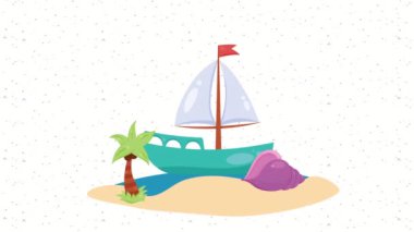 yelkenli gemi deniz taşımacılığı animasyon 4k video animasyonu