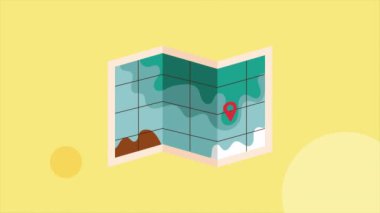 kağıt harita rehberi seyahat animasyonu 4k video animasyonu