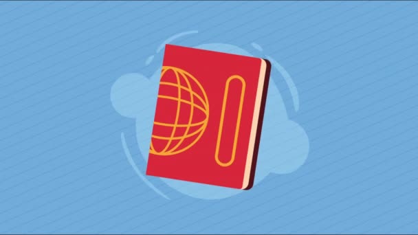 Красный Паспорт Проездной Документ Анимация Видео Анимированный — стоковое видео