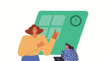 Zarif iş kadını işçiler karakter 4k animasyon video animasyonu