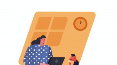 Dizüstü bilgisayarlı zarif iş kadını 4k animasyon video animasyonu