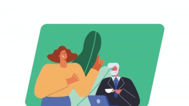 patron ve sekreter işçiler animasyon 4k video animasyonu