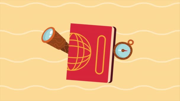 Κόκκινο Διαβατήριο Ταξιδιωτικό Έγγραφο Animation Βίντεο Κινούμενα Σχέδια — Αρχείο Βίντεο