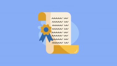 Eğitim diploması, animasyon 4k video animasyonu.