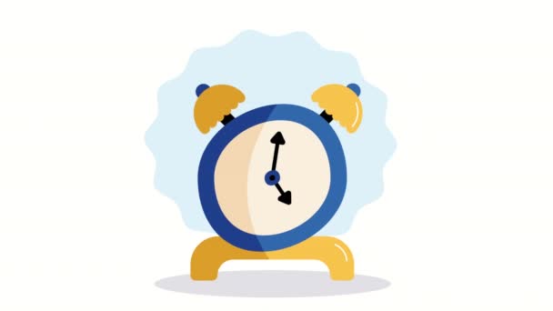 Azul Alarma Reloj Tiempo Animación Video Animado — Vídeos de Stock