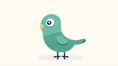 Küçük ve şirin papağan animasyonu 4k video animasyonu