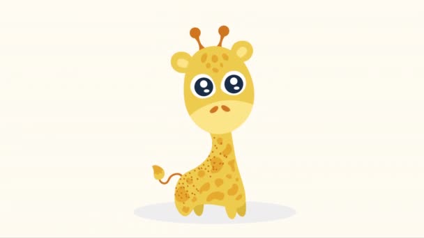 Słodkie Żyrafa Zwierzę Postać Animacja Wideo Animowane — Wideo stockowe