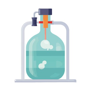 Mavi sıvı çizim simgesi izole edilmiş şeffaf cam şişe