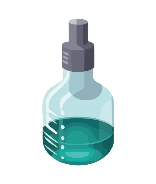 Flacon Verre Transparent Avec Icône Goutte Liquide Bleu Isolé — Image vectorielle