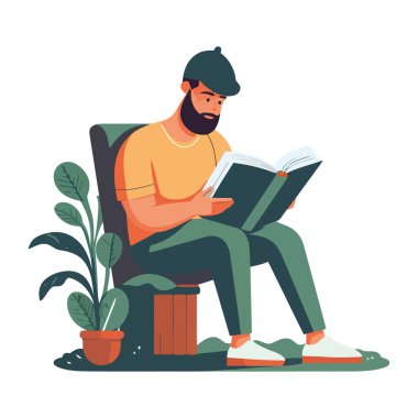 Modern kütüphane simgesinde kitap okuyan bir kişi izole edildi