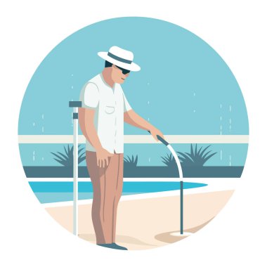 Çubuk simgesi olan yürüyen kör adam izole edildi