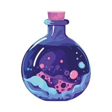 Şirin çizgi film tarzında izole edilmiş kimyasal şişe simgesi