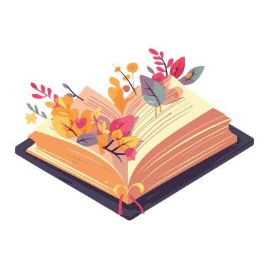 Sonbahar yaprakları kütüphane simgesinde izole edilmiş öğrenme ilham verir