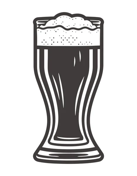 Schuimig Bier Pint Glas Brouwerij Icoon Geïsoleerd — Stockvector