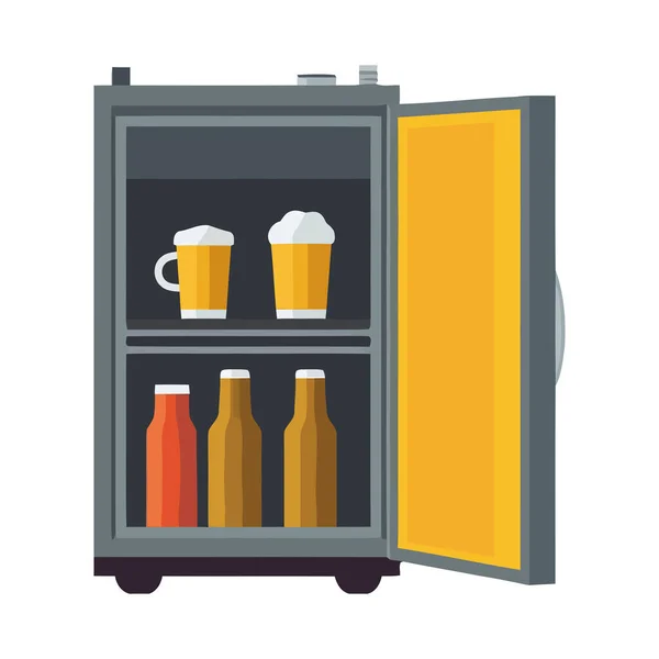 Moderner Kühlschrank Mit Bierflaschen — Stockvektor