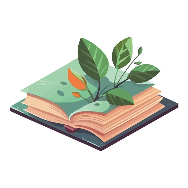 Aprender Naturaleza Leyendo Libros Texto Ciencias Icono Aislado — Vector de stock