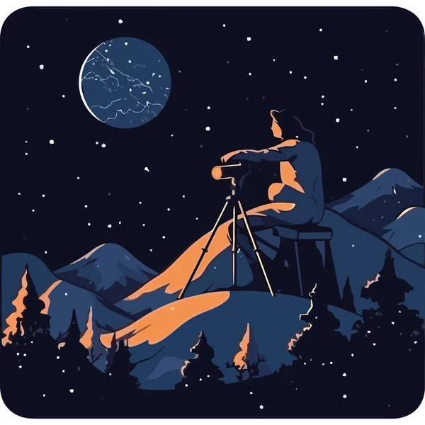 Σιλουέτα Βλέποντας Σχήμα Αστεριού Οροσειρά Απομονωμένη — Διανυσματικό Αρχείο