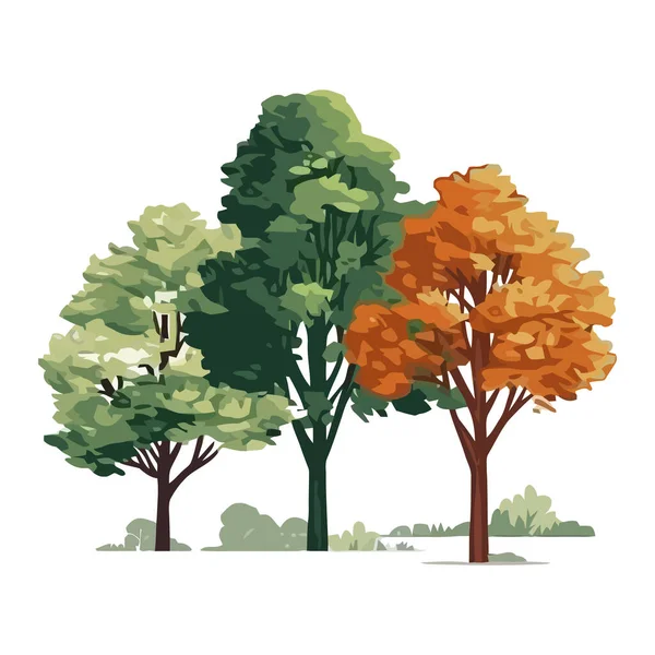 Grüne Blätter Wachsen Herbst Baum — Stockvektor