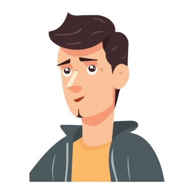 Günlük kıyafet ikonu içindeki genç adam izole edilmiş.