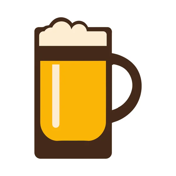 Skummande Pint Glas Med Bryggerietikett Ikon Isolerad — Stock vektor