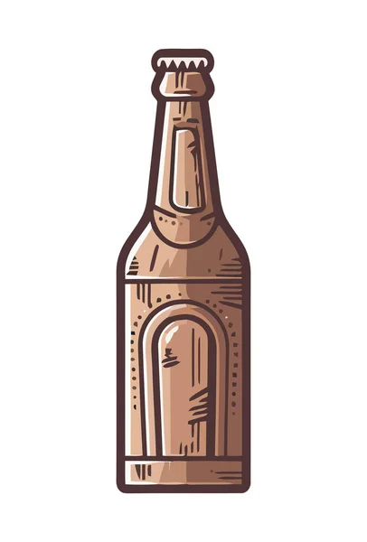 Icono Botella Cerveza Con Líquido Refrescante Dentro Del Icono Aislado — Vector de stock