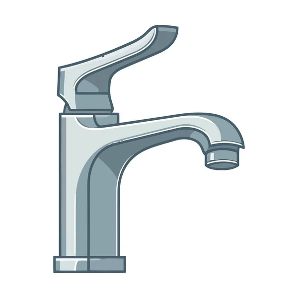 Sauberes Wasser Aus Dem Chromhahn Symbolisiert Hygiene Ikone — Stockvektor