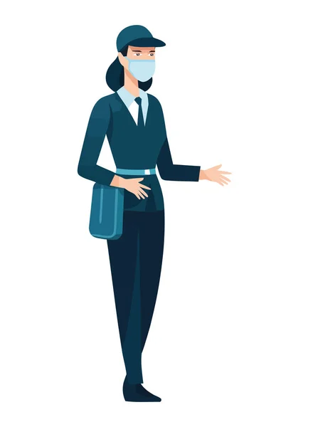 Mujer Trabajadora Con Máscara Protectora Icono Aislado — Archivo Imágenes Vectoriales