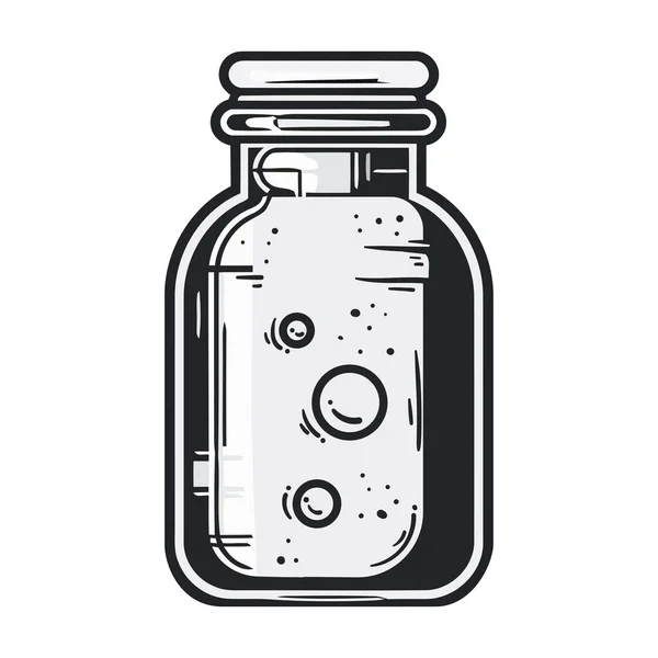 Transparentní Medicína Láhev Pilulkami Uvnitř Ikony Izolované — Stockový vektor
