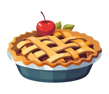 Ev yapımı elmalı turta, izole edilmiş tatlı bir ikon.