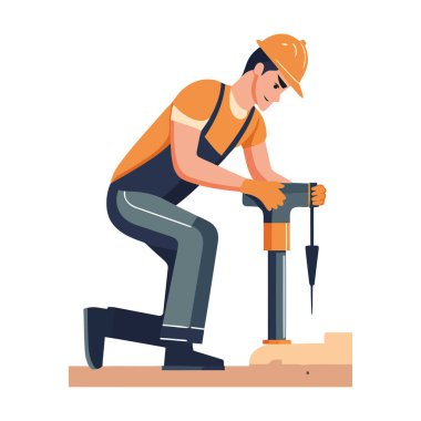 Bir başarılı marangoz, araç simgesi izole edilmiş.