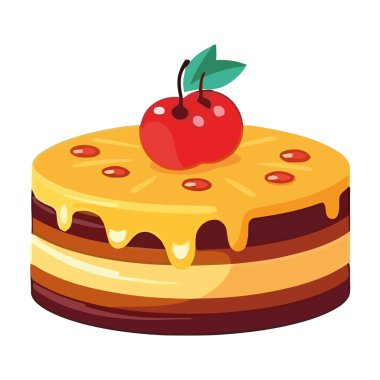 Meyve ve krema ikonlu tatlı peynirli kek.