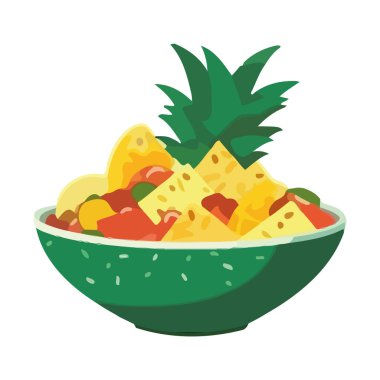 Sulu ananas ve muz salatası, izole edilmiş bir yaz lezzeti ikonu.